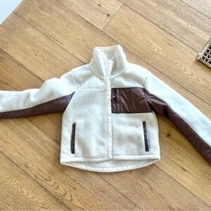 Cream and Brown North Face Fleece Jacket- kids size 12